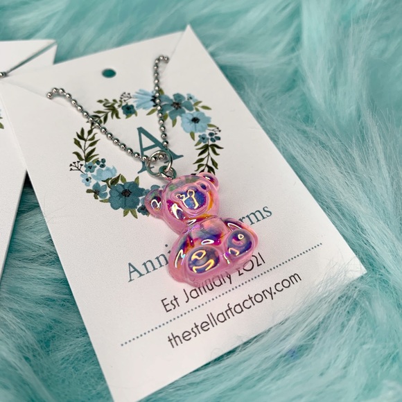3x Kids Iridescent Bear Necklace - Picture 2 of 4
